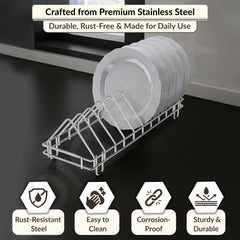 Plantex Stainless Steel Dish Rack/Thali Stand/Plate Fixer/Plate Stand/Tandem Box Accessories (Chrome)-3