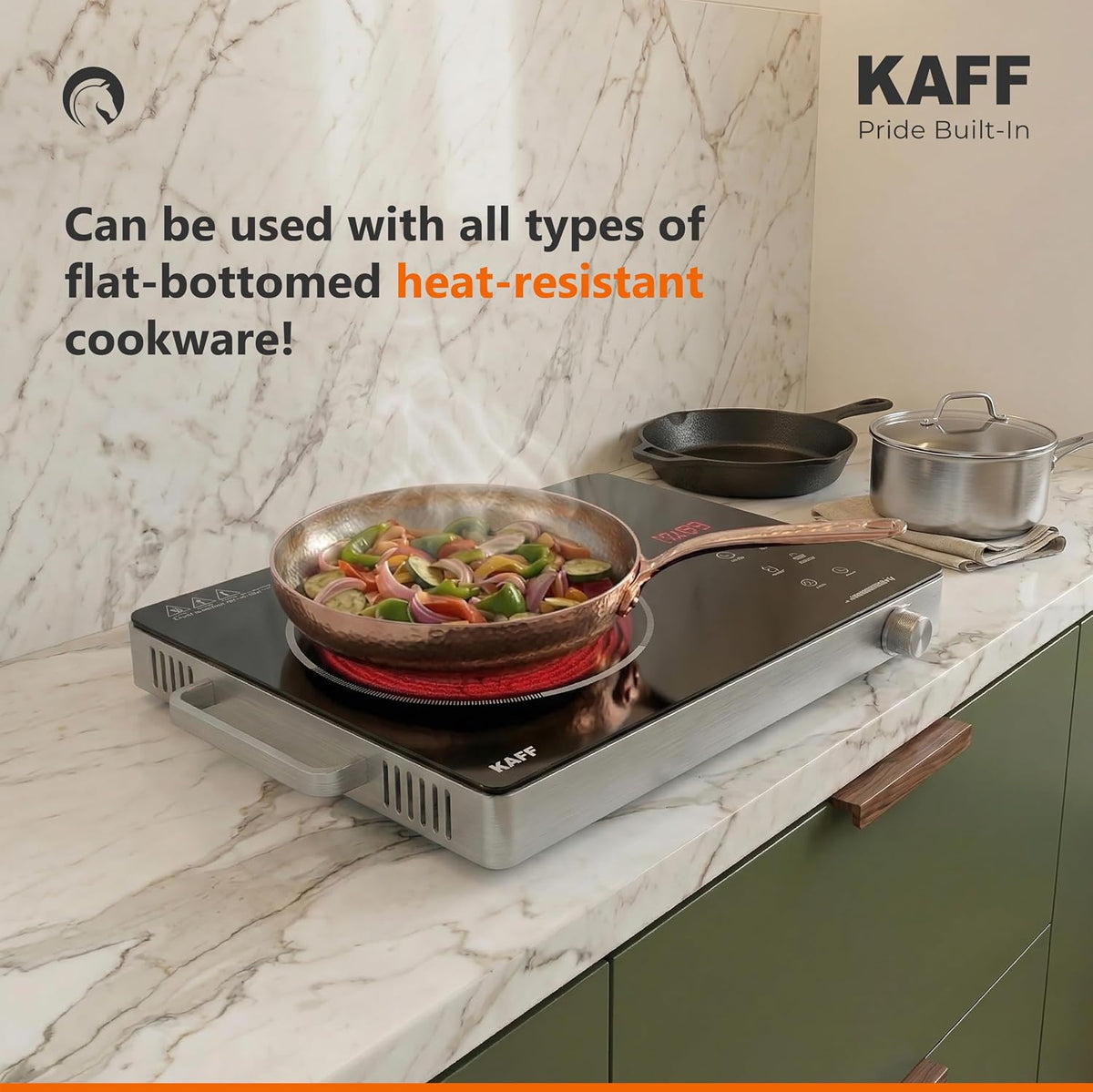 Kaff 2200W Electric Infrared Cooktop Stove | High Gloss Glass Finish | Digital Display | 4 Preset Cooking Modes | Touch 