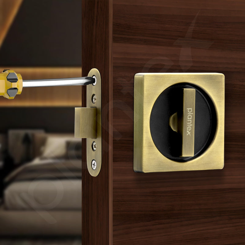 Plantex Door Lock Latch/Zinc Baby Latch for Bathroom/Door Latch Lock/Baby Latch Door Chitkani Home/Bedroom - (DTM-620, Brass Antique and Black)-2
