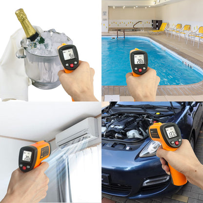 Helect Plastic Non-Contact Digital Laser Infrared Thermometer Temperature Gun With Lcd Display -58°F To 1022°F (-50°C To 550°C), Orange, Pack of 1