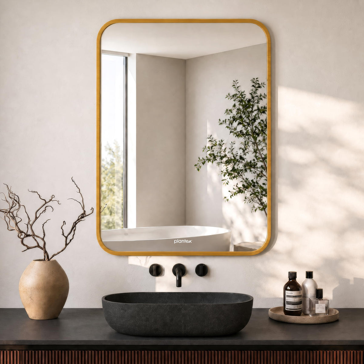 Plantex Aluminium Frame Mirror for Wall/Rectangle Wall Mount Mirror for Bedroom/Dressing Room/Living Room/Entryway - (18x24 Inch-Gold)-1