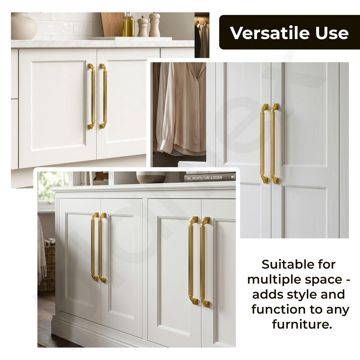 Plantex Aluminium Cabinet Handle/288mm Wardrobe Handle for Home/Cupboard Door Pull-Push Handles for Office - Pack of 1 (Brass Antique & Gold)-6