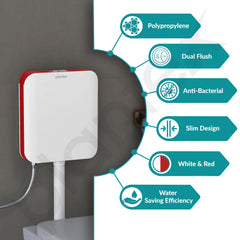 Plantex Flush Tank for Toilet/7 LTR Water Capacity Flushing Cistern/Polypropylene Slim Dual Tone Toilet Flush Tank - Pack of 1 (Red and White)-5