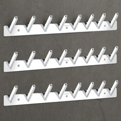 Plantex Wall Hooks for Hanging Cloth/Stainless Steel Towel Hangers/Bathroom Robe Hooks/Door Hangers/Square Wall Hook/Hook Rail for Hanging Keys - 8 Hooks (Pack of 3, Chrome)-1