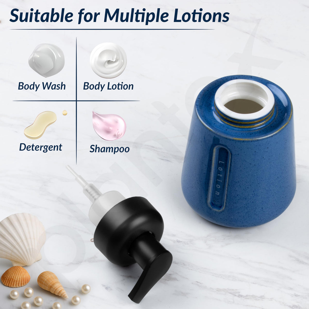 Plantex Ceramic Soap Dispenser for Washbasin/Hand Soap Dispenser/Soap Dispenser for Kitchen/Bathroom Accessories - Pack of 1 (Model APS-NZBA-431)-3