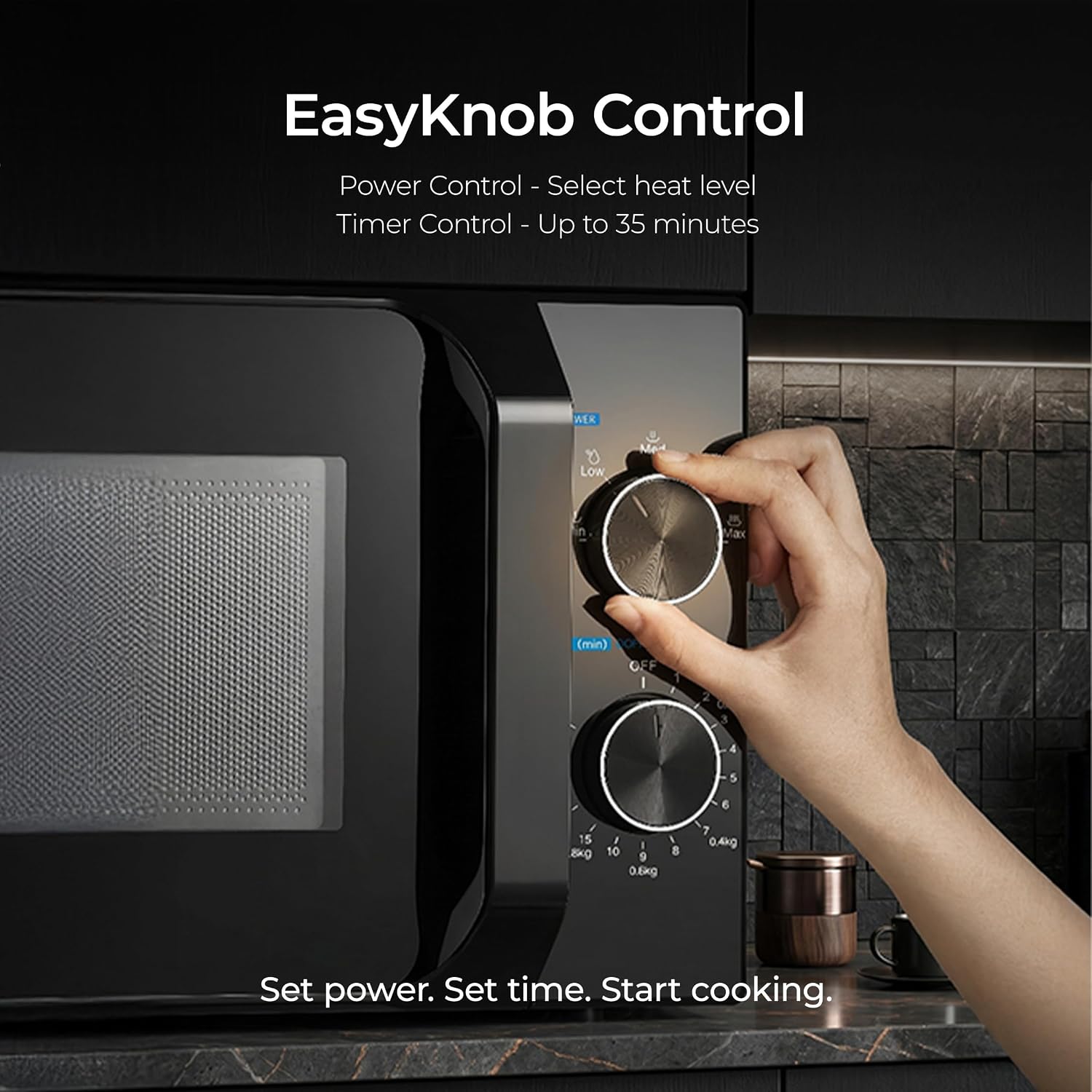 Midea 20L Solo Microwave Oven | 5 Power Levels + Defrost | 10-Year Magnetron Warranty | Mechanical Knob Control | Easy-Clean Powder-Coated Cavity | Energy Efficient | Oven for Reheating & Cooking