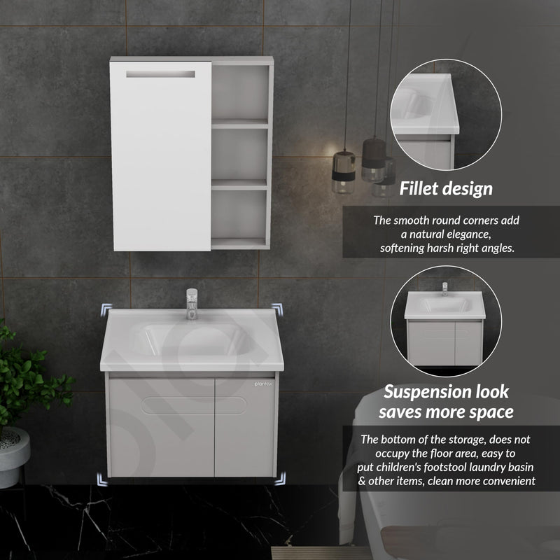 Plantex Unbreakable Vanity for Bathroom/Rectangle Washbasin with Cabinet Full Set/Sensor Light Bathroom Organizer for Home (NZBC-24)-6