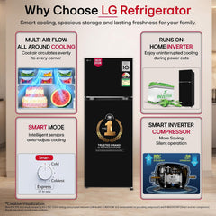 LG 251 L, 2 Star, Smart Inverter, Smart Mode, Frost-Free Double Door Refrigerator (GLT2526WWOB, Onyx Black, Multi Air Flow, Express Freeze,)-4