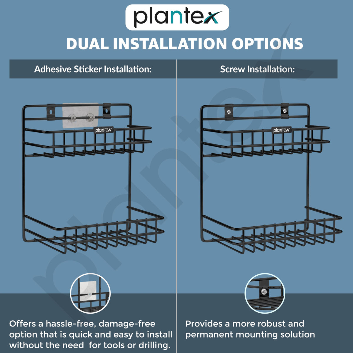 Plantex Self Adhesive Detergent Rack/GI Steel Bathroom Multipurpose Detergent Holder/Bathroom Shelf/Storage Rack/Bathroom Accessories (Powder Coated)-5