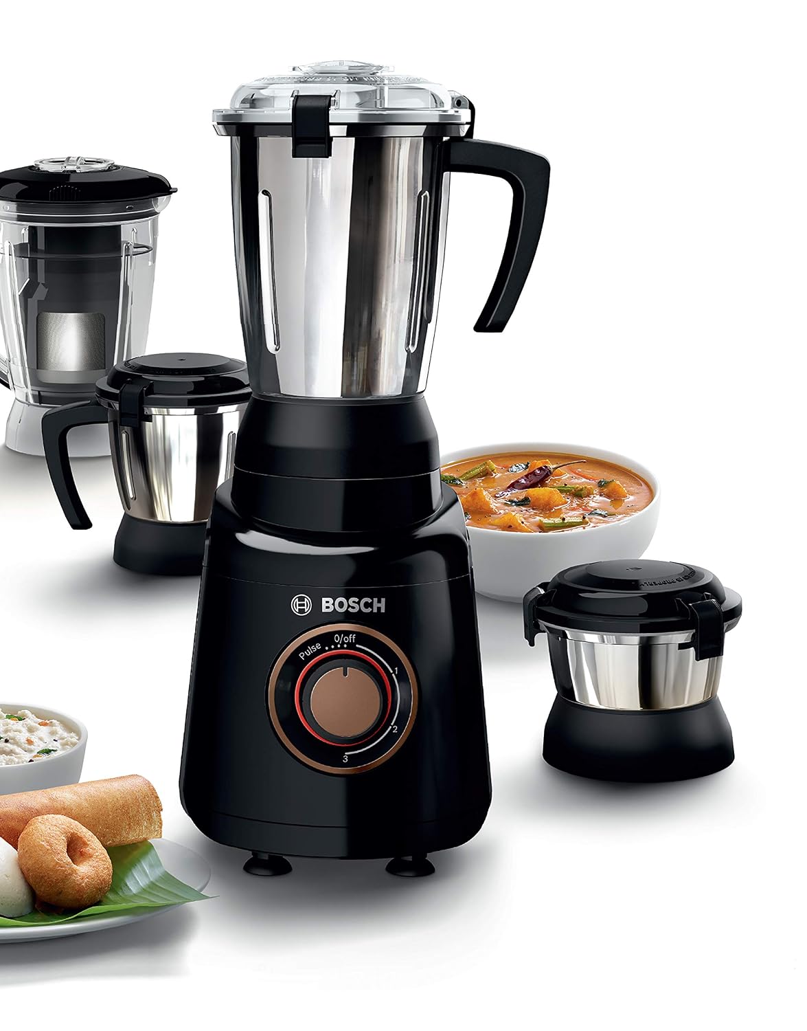 Bosch TrueMixx 750 Watt Black Bold Mixer Grinder, 4 Jars - MGM6641BIN
