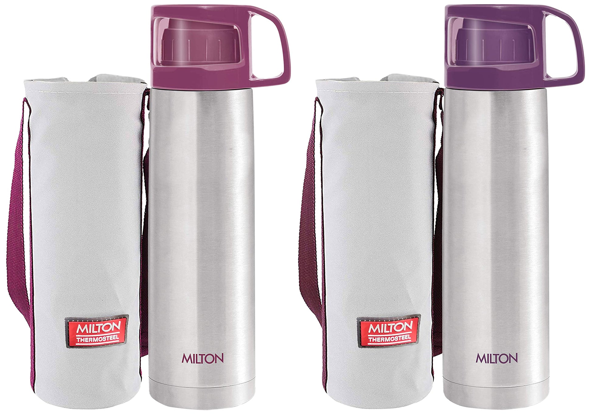 Milton Glassy 500 Thermosteel Vacuum Insulated Double Walled Flask with Drinking Cup lid & Jacket, 500 ml Water Bottles, 24 Hours Hot & Cold, Easy to Carry,Rust Proof, Tea, Coffee, Travel Bottle, Grey