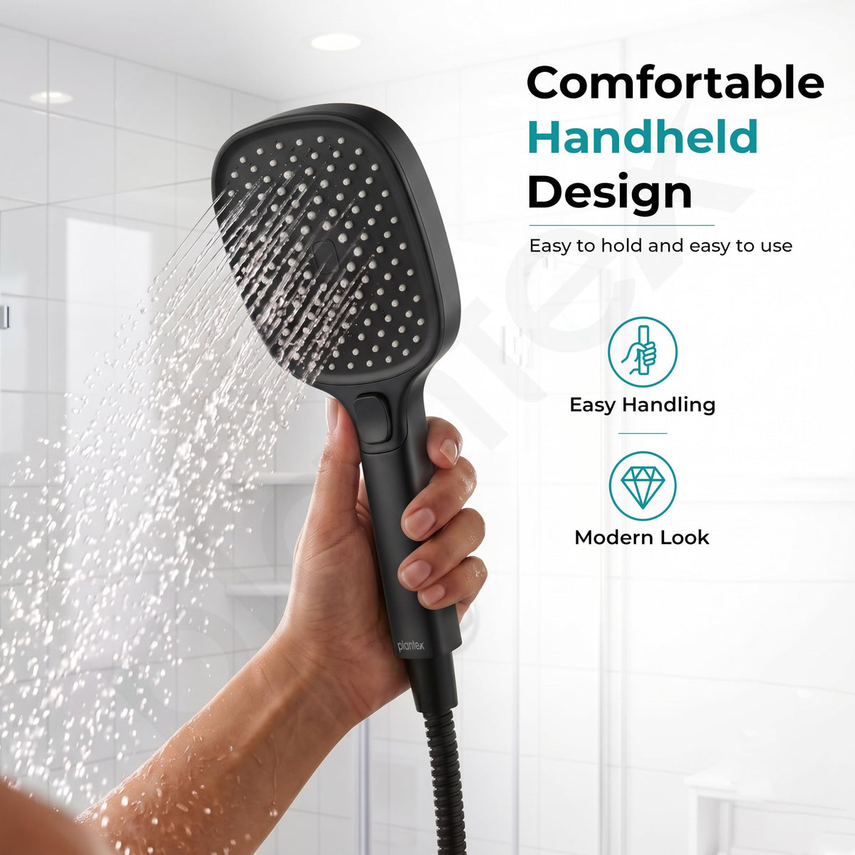 Plantex Hand Shower for Bath/4 Mode Multifunctional Shower/ABS Plastic Silicone Handheld Shower/Easy Mode Switching (Black, APS-H592)-3