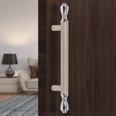 Plantex Heavy Duty Door Handle/Main Door Handle/14 inch Door Handle for Main Door/Pull Push Handle Pack of 1 (124, Satin White & Chrome) - 3 Years Warranty-1