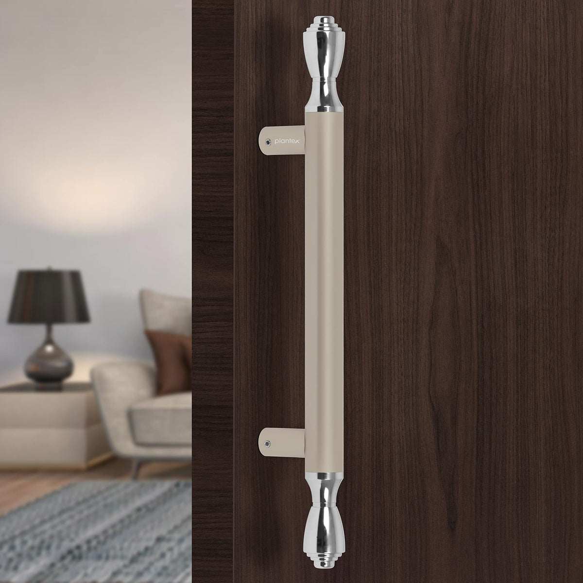 Plantex Heavy Duty Door Handle/Main Door Handle/14 inch Door Handle for Main Door/Pull Push Handle Pack of 1 (124, Satin White & Chrome) - 3 Years Warranty