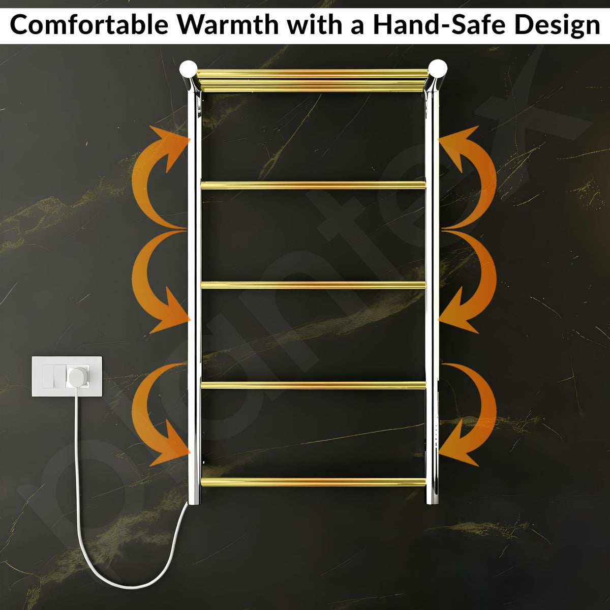 Plantex /304 Grade Stainless Steel Electric Heated Towel Rail for Bathroom/4-Bar Wall Mounted Towel WarmerTowel Bar/Fast Heating & Rust Proof - (Chrome, 900mm X 500 X 250mm)-4