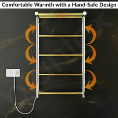 Plantex /304 Grade Stainless Steel Electric Heated Towel Rail for Bathroom/4-Bar Wall Mounted Towel WarmerTowel Bar/Fast Heating & Rust Proof - (Chrome, 900mm X 500 X 250mm)-4