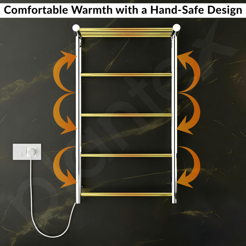 Plantex /304 Grade Stainless Steel Electric Heated Towel Rail for Bathroom/4-Bar Wall Mounted Towel WarmerTowel Bar/Fast Heating & Rust Proof - (Chrome, 900mm X 500 X 250mm)-4