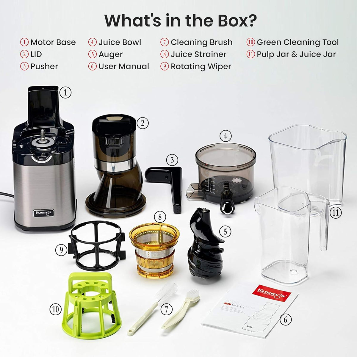 Kuvings CS600 Commercial Cold Press Whole Slow Juicer Chef, All-in-1 Fruit & Vegetable Juicer, World's Only Juicer with Patented Rubber & Silicon-Free Technology, Service Across India, 240W (KCS6000)