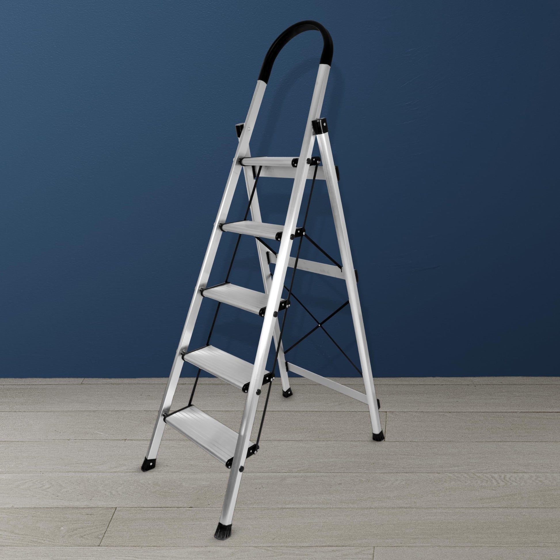 Plantex Guardex 3 Step Foldable Aluminum Ladder for Home/Anti-Slip Shoes and Edge Guards/5 Year Manufacturer Warranty Ladder for Home (Anodized Coated-Gold)