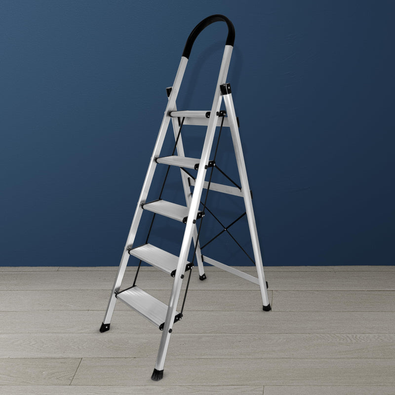 Plantex Guardex 3 Step Foldable Aluminum Ladder for Home/Anti-Slip Shoes and Edge Guards/5 Year Manufacturer Warranty Ladder for Home (Anodized Coated-Gold)