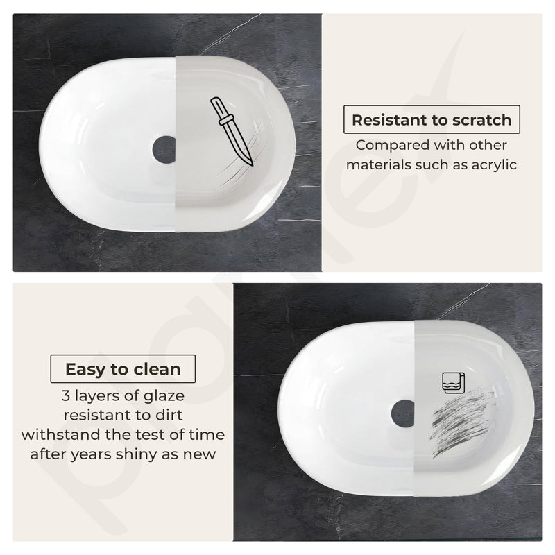 Plantex TableTop Wash Basin for Bathroom/Ceramic Basin with 10 Years Glaze Warranty by Plantex/Washbasin for Home/Hotel/Restaurant (Glossy White - 19 x 13 x 5.5 Inch)-6