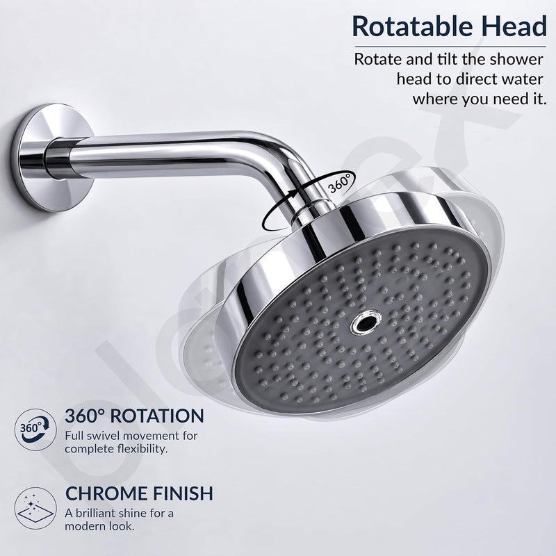 Plantex Shower Head for Bathroom with Shower Arm/Bathroom shower Combo(488) Strong ABS Combo/Rain Shower/Adjustable Head/9 Inch Shower Arm/6 Inch Shower Head-4