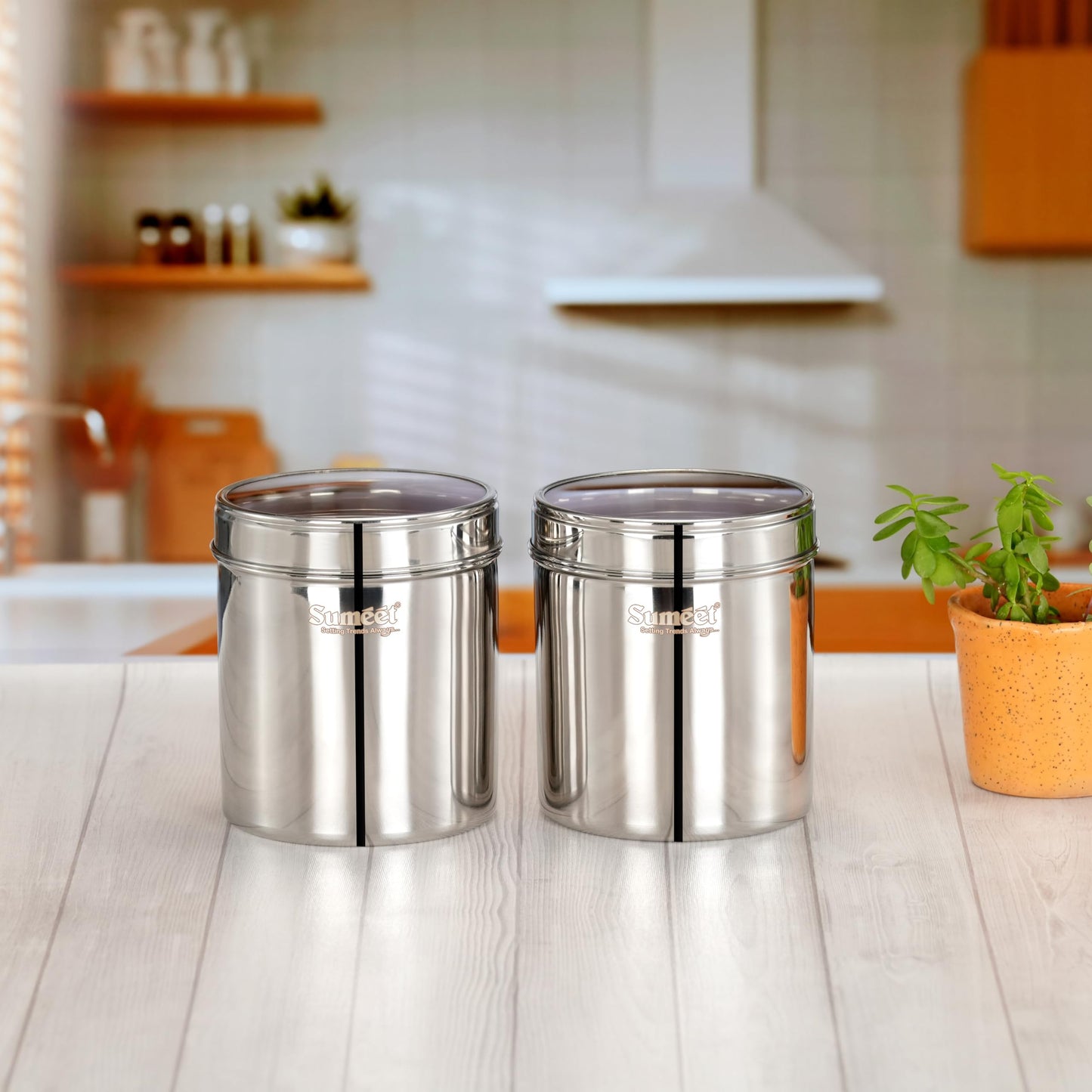 Sumeet Stainless Steel Small Containers/Jars/Dabba for Kitchen Storage with See Through Lids - set of 6Pcs, 400ml + 750ml capacity, 7.3cm & 9cm Dia, Silver