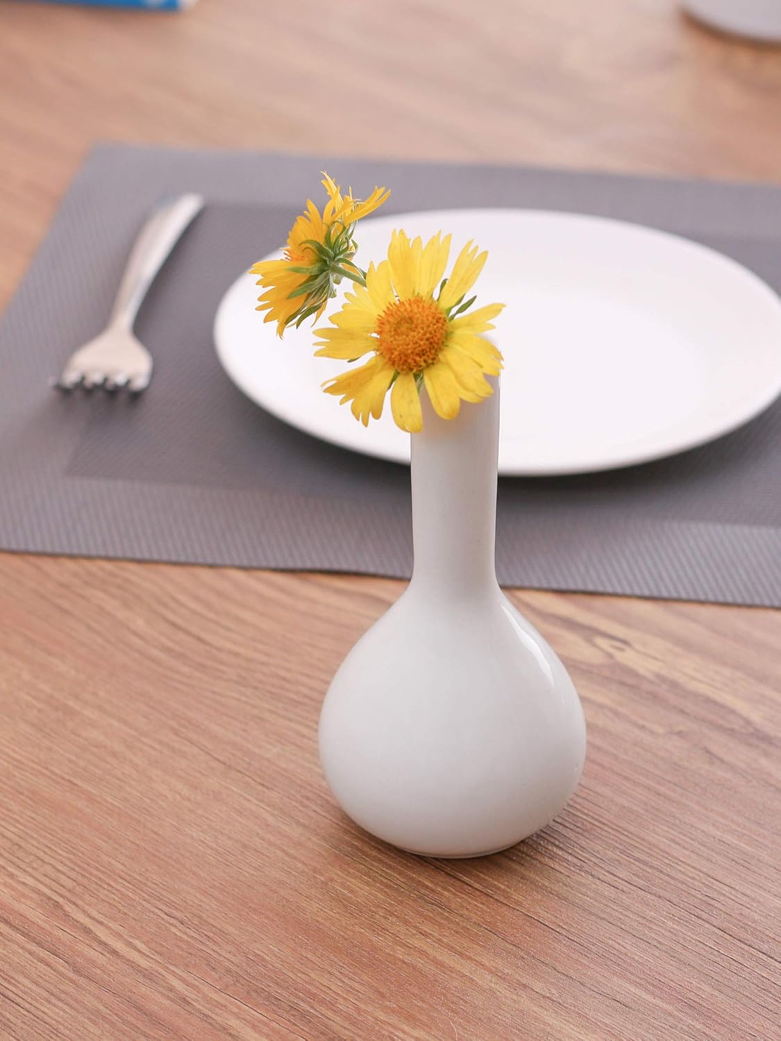 Clay Craft Basics Budvase High White Textured Ceramic Vase. Ideal Gift for Weddings, Party, Home, Spa (Set of 2)