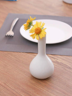 Clay Craft Basics Budvase High White Textured Ceramic Vase. Ideal Gift for Weddings, Party, Home, Spa (Set of 2)