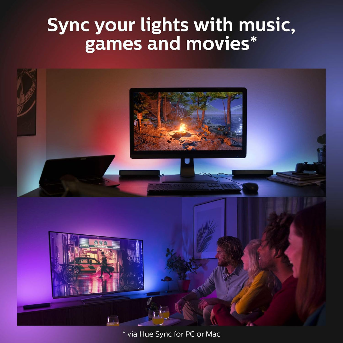 Philips Hue Play Light Bar Smart Light White & Color Ambiance, 2 Pack Base kit (Pack of 2)