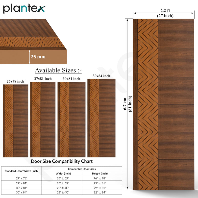 Plantex WPC Doors for Bathroom (25 mm - Thickness)/Termiteproof Bathroom Door/2.25x6.75 Feet Wooden Finished Door for Home/Balcony/Office/Kitchen, Density-550 (27x81 inch,20 kg- Ember Pattern)-4