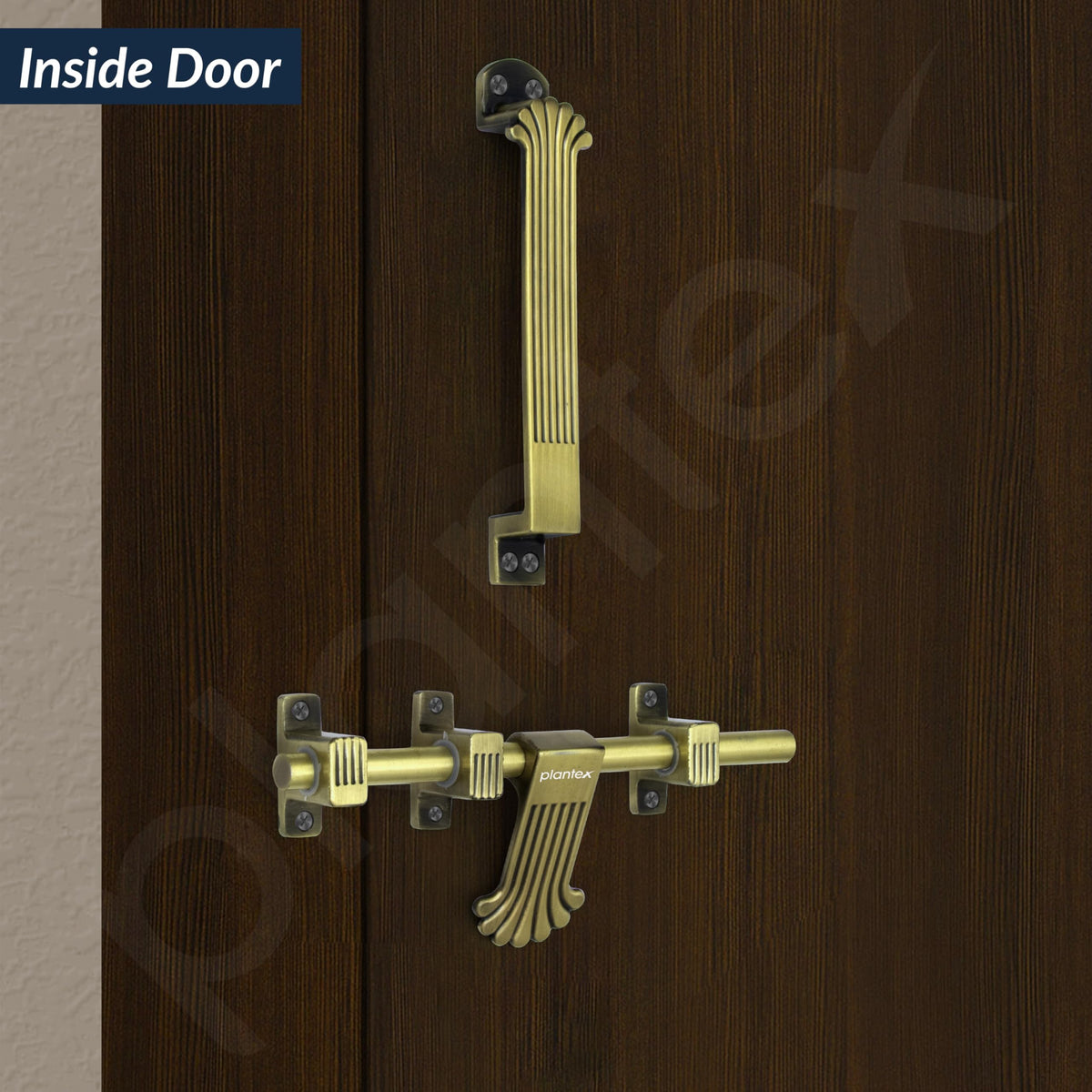 Plantex Door Kit for Single Door/Stainless Steel Door Accessories (10-inch Al-Drop,8-inch Latch,2 Handles of 8 and 7 Inch,7-inch Tower Bolt and 4-inch Door Stopper - (Brass Antique)-6