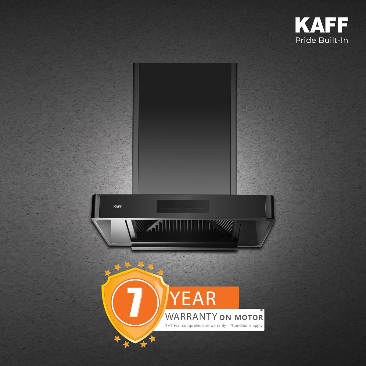 Kaff XPRO 60 cm Filterless Auto Clean Kitchen Chimney | 1400 m³/hr Suction | Motion Sensor & Touch Control | Black Glass
