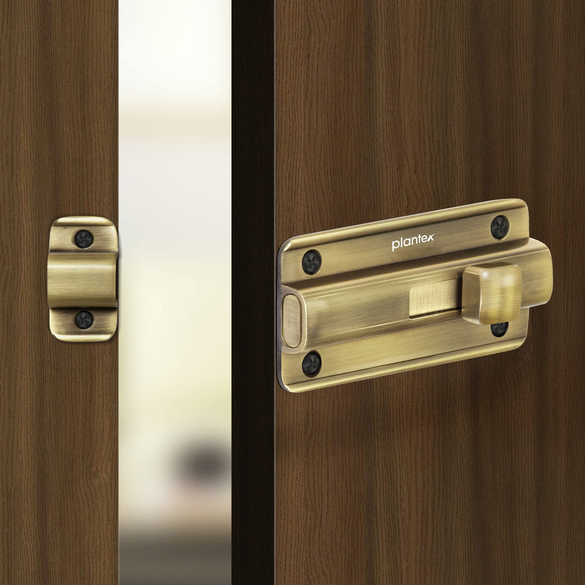 Plantex Premium Heavy Duty Door Stopper/Door Lock Latch for Home and Office Doors/Baby Latch - Pack of 2 (Brass Antique)-5