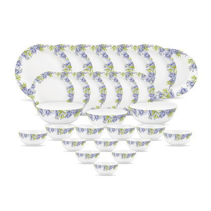 Diva by La Opala, Pearl Collection, Opal Glass Dinner Set 28 pcs, Lively Hues, White