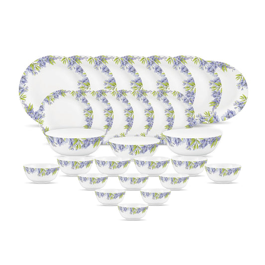 Diva by La Opala, Pearl Collection, Opal Glass Dinner Set 28 pcs, Lively Hues, White