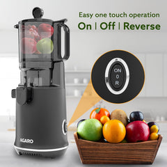 AGARO Regency Cold Press Juicer for Home, 250 Watt AC Motor Slow Juicer Machine, Fruit, Vegetable Juice & Nut Milks, Easy Assembly, Cleaning, Intelligent Safety Features & Auto Reverse, BPA-Free