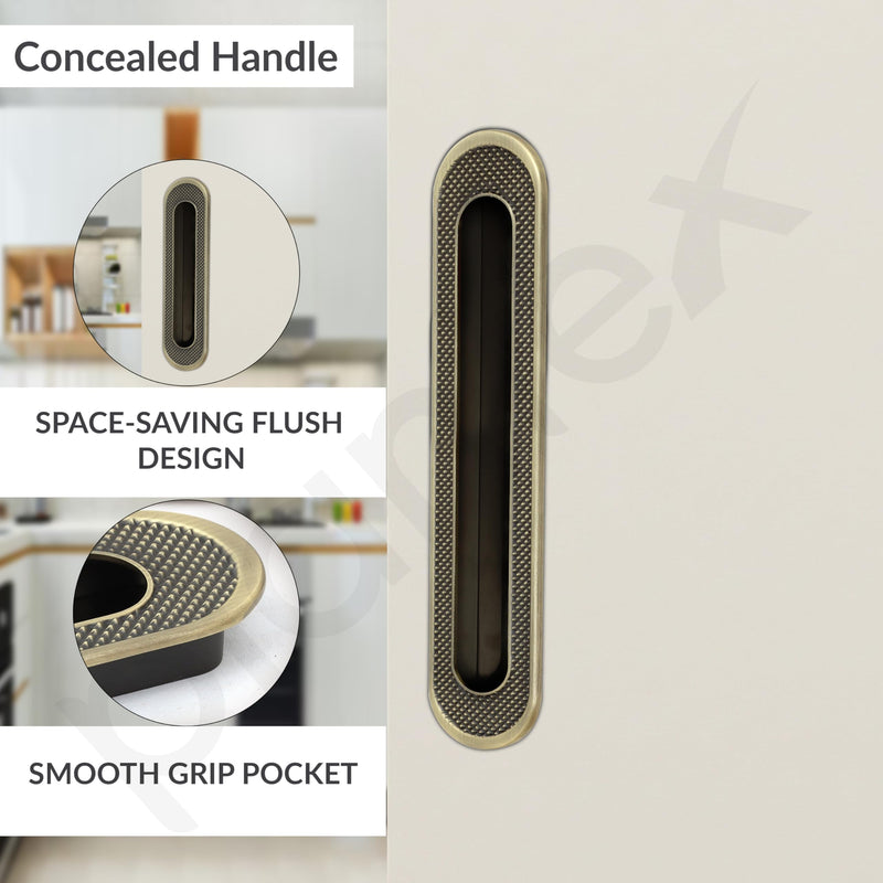 Plantex Sliding Door Handle/Concealed Handle for Sliding Door/224mm Concealed Handle for Wardrobe/Kitchen Cabinet - Pack of 4 (Brass Antique) (Model APS-DTC-3770)-4