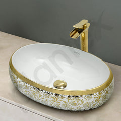 Plantex Wash Basin For Bathroom/Tabletop Designer Ceramic Basin/Countertop Vessel Sink Basin - Indo-European Collection (24 x 16 x 7 Inch)-5
