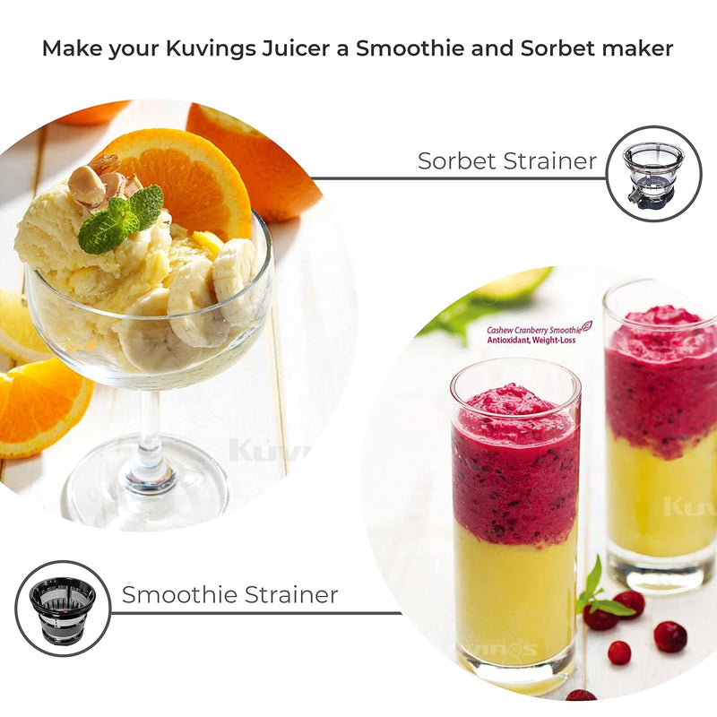 Kuvings B1700 Dark Silver Cold Press Juicer for Home with Attachments, All-in-1 Juicer for Fruits, Vegetables & Nut Milk, Smoothie & Sorbet, Patented JMCS Technology 10% More Juice, 12 Yrs Warranty