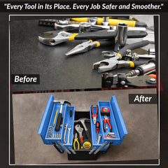 Plantex Metal Tool Box/Tools Box With Large Capacity/Empty Tool Box/Tool Organizer For Carpenter, Garage, And Home Essential Tools - 5 Compartments - (Blue & Black)-5