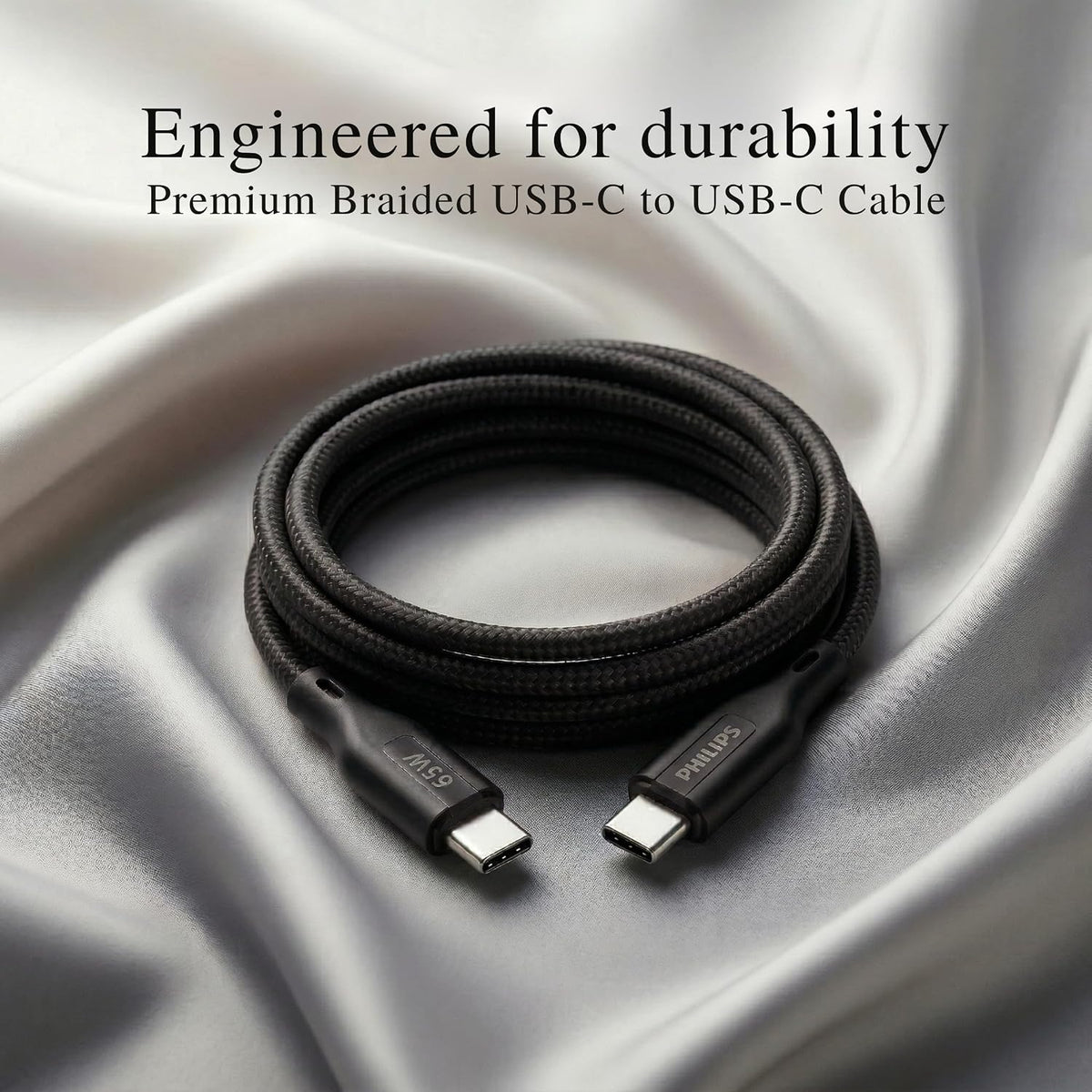 Philips DLC4130CB/94 65W Type-C to Type-C Fast Charging Cable (1m, Dark Slate)