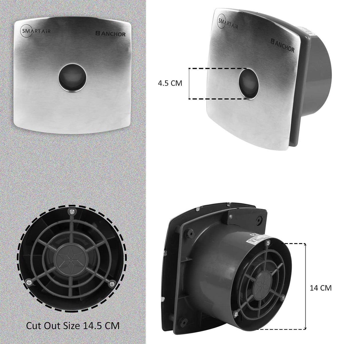 Anchor by Panasonic Smart Air 150 mm Ventilation Exhaust Fan (Steel Grey)-6