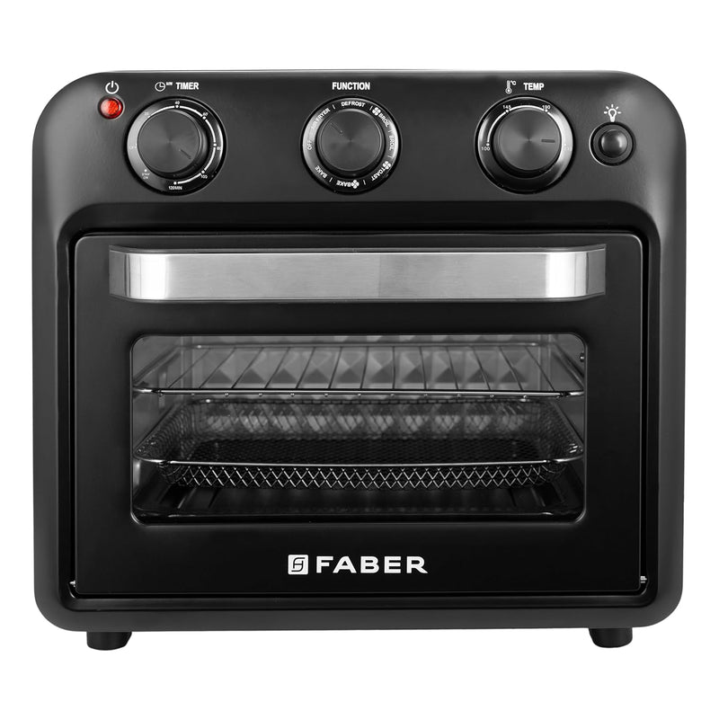 Faber 20 liter 1500 Watts Air Fryer Oven|Fry, Bake, Roast, Toast, Defrost, Grill, Reheat & Broil|85% Less Oil|Temperature & Timer Control, Preset Cooking Options, Convection Function, Auto-Off|(Black)