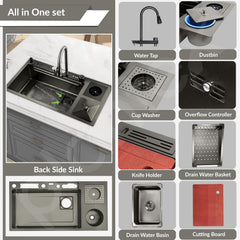 Plantex Sink for Kitchen/304 Grade Stainless Steel Waterfall sink-6