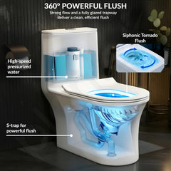 Plantex Ceramic Commode For Toilet/One Piece Western Commode With Rimless Siphonic Flush/Commode With Soft Closing Toilet Seat - S Trap - (Hexa, White)-6