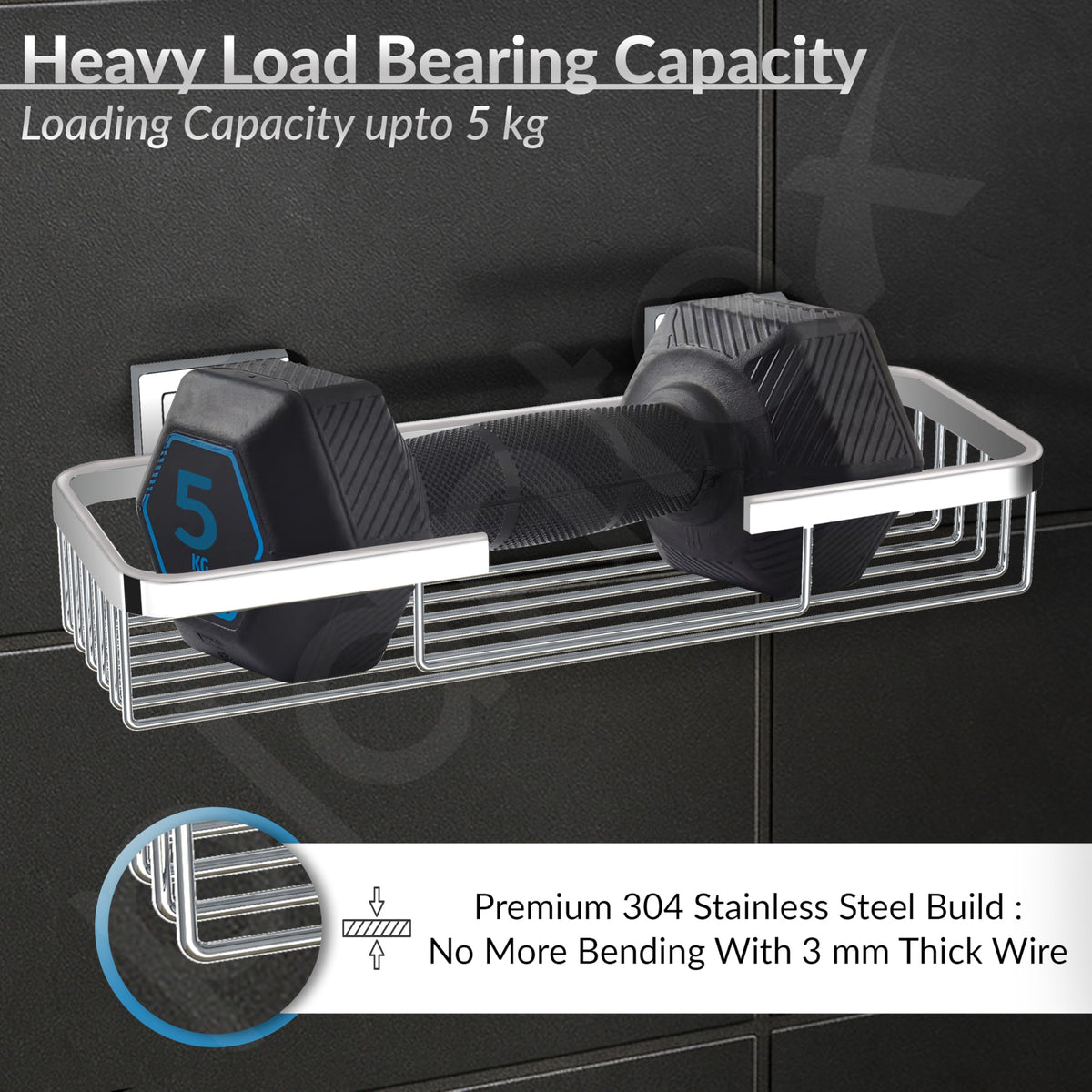 Plantex Bathroom Shelf for Wall/304 Grade Stainless Steel Multi-Purpose Shelf/Spice Rack for Kitchen/Wall Mount Storage Rack/Bathroom Accessories-Pack of 1 (2111, Chrome)-4
