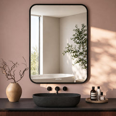 Plantex Aluminium Frame Mirror for Wall/Rectangle Wall Mount Mirror for Bedroom/Dressing Room/Living Room/Entryway - (20x28 Inch-Black)-1