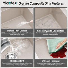 Plantex Undermount Sink for Kitchen/Quartz Acrylic Kitchen Sink with 10 Years Warranty by Plantex/Granite Single Bowl Kitchen Sinks with Coupling (Ultra Brun-24x18 Inches)-3