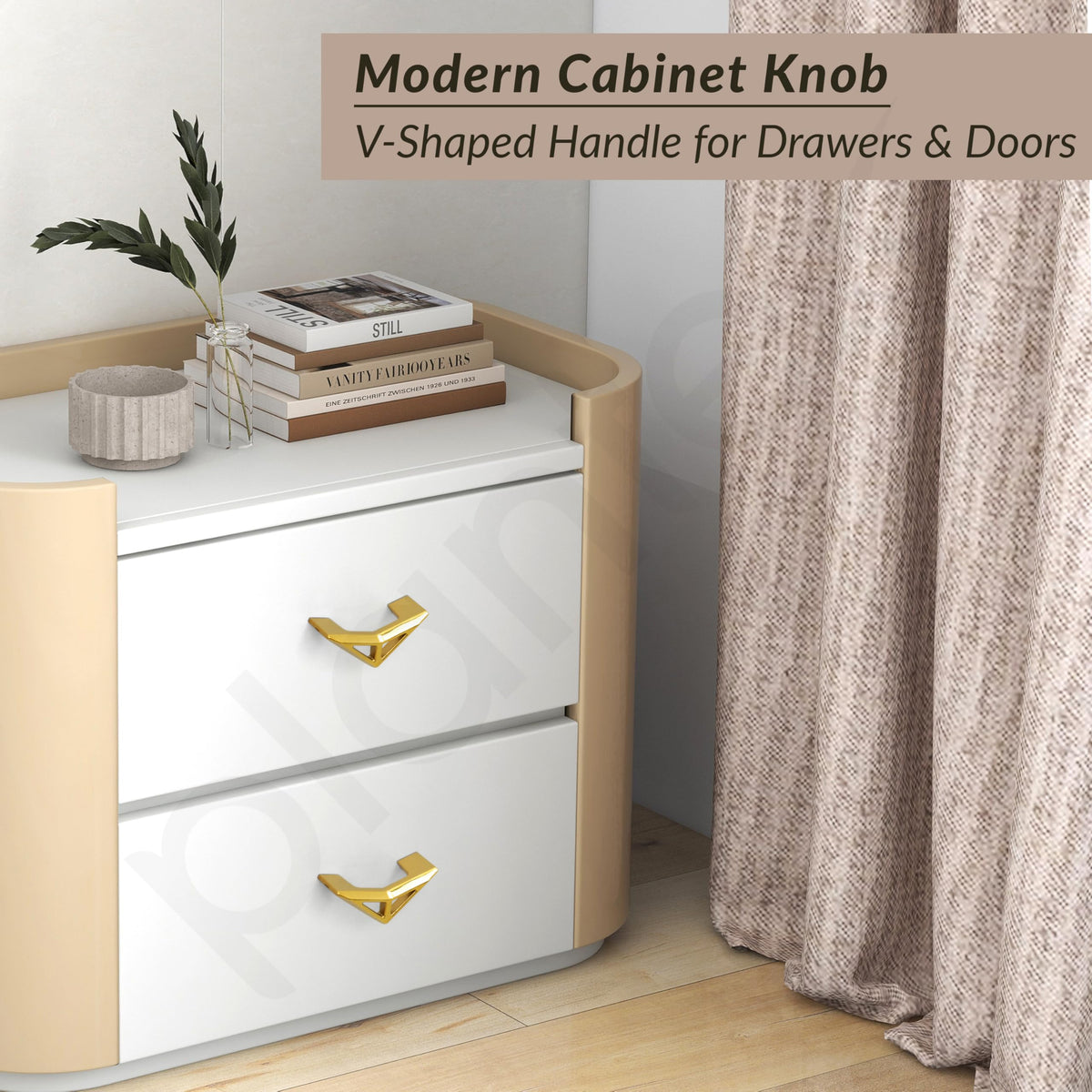 Plantex Knobs for Drawers/Drawer Knobs/Triangle Knob for Cabinets/Drawer Handle/Pull-Push Knob for Kitchen/Bedroom Drawers - Pack of 4 (Gold)-3